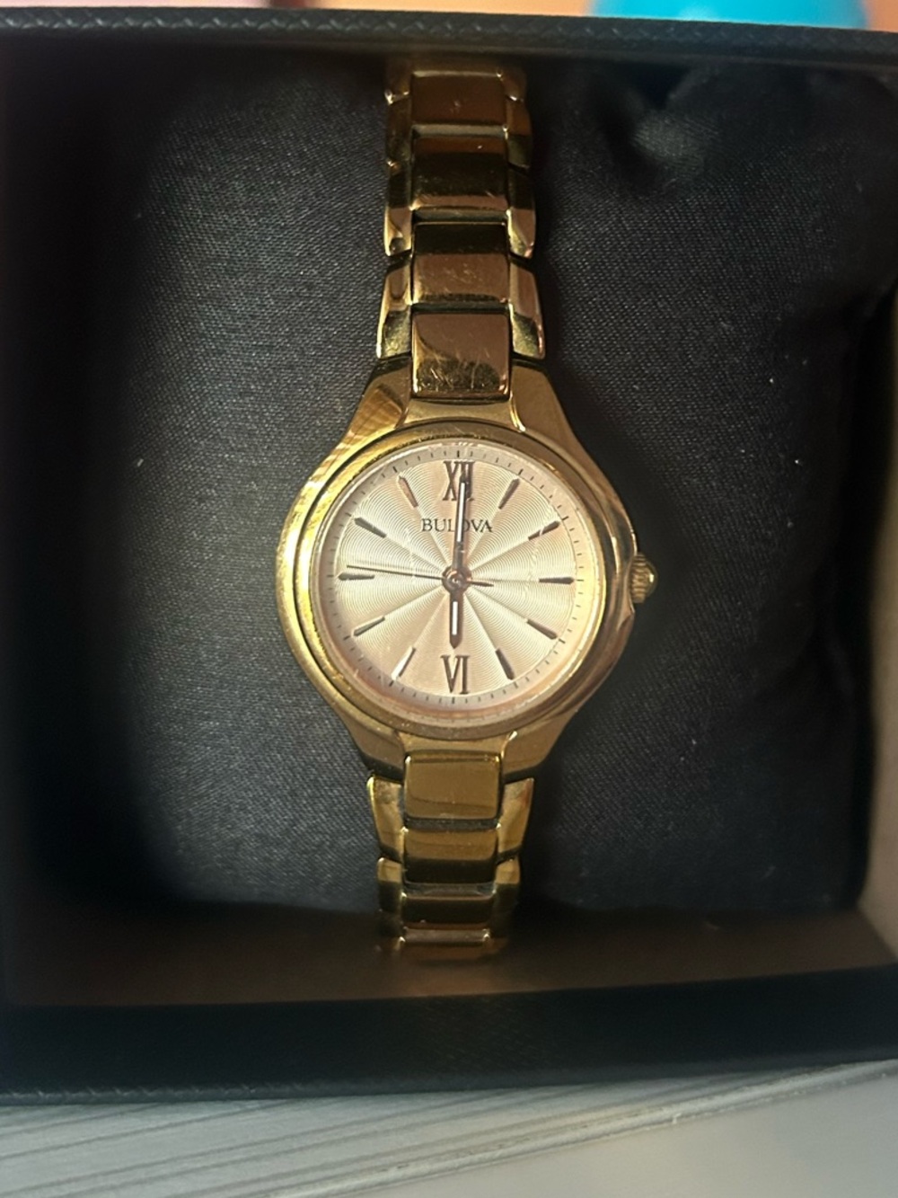 Bulova Gold Bracelet Watch with Champagne Dial